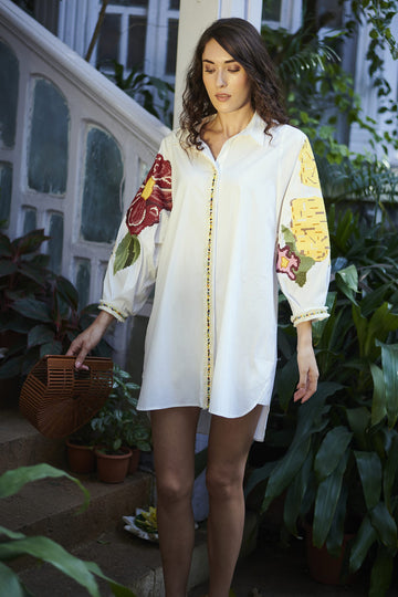 Cotton Embroidered Shirt Dress